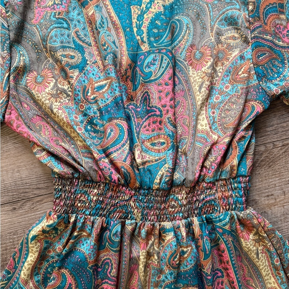 Bohemian Paisley Dress with Smocked Waist - Picture 4 of 5